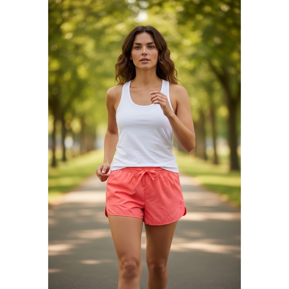 Reebok Womens XL Coral Pink Running Athletic Shorts Elastic Waist Drawstring